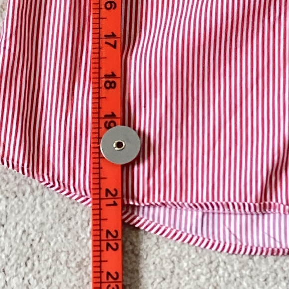 1980s Vintage Jaeger Red and White Fine Striped Fitted Collared Blouse UK Sz 10 - Picture 15 of 15